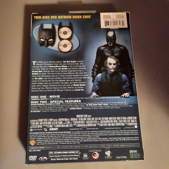 Batman The Dark Knight 2 Disc DVD Limited Edition in Mask / Cowl Case NEW Sealed - Picture 3 of 3